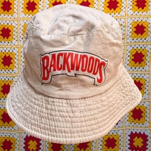 Backwoods Beige Canvas Bucket Hat with Red Logo